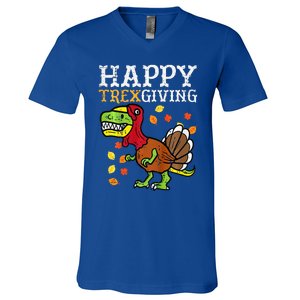 Happy Trexgiving Dino Turkey Thanksgiving V-Neck T-Shirt