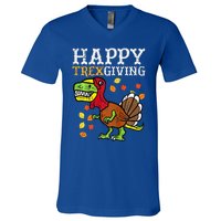 Happy Trexgiving Dino Turkey Thanksgiving V-Neck T-Shirt