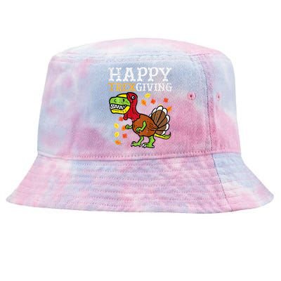 Happy Trexgiving Dino Turkey Thanksgiving Tie-Dyed Bucket Hat