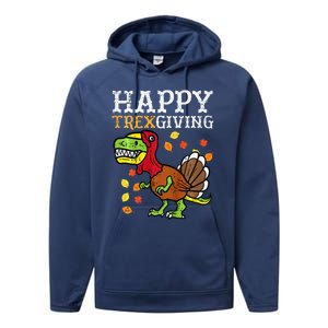 Happy Trexgiving Dino Turkey Thanksgiving Performance Fleece Hoodie