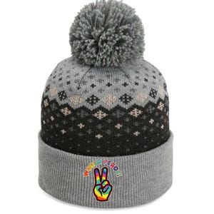 Hippy Tie Dye World Peace The Baniff Cuffed Pom Beanie