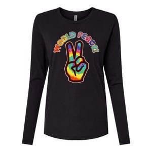 Hippy Tie Dye World Peace Womens Cotton Relaxed Long Sleeve T-Shirt