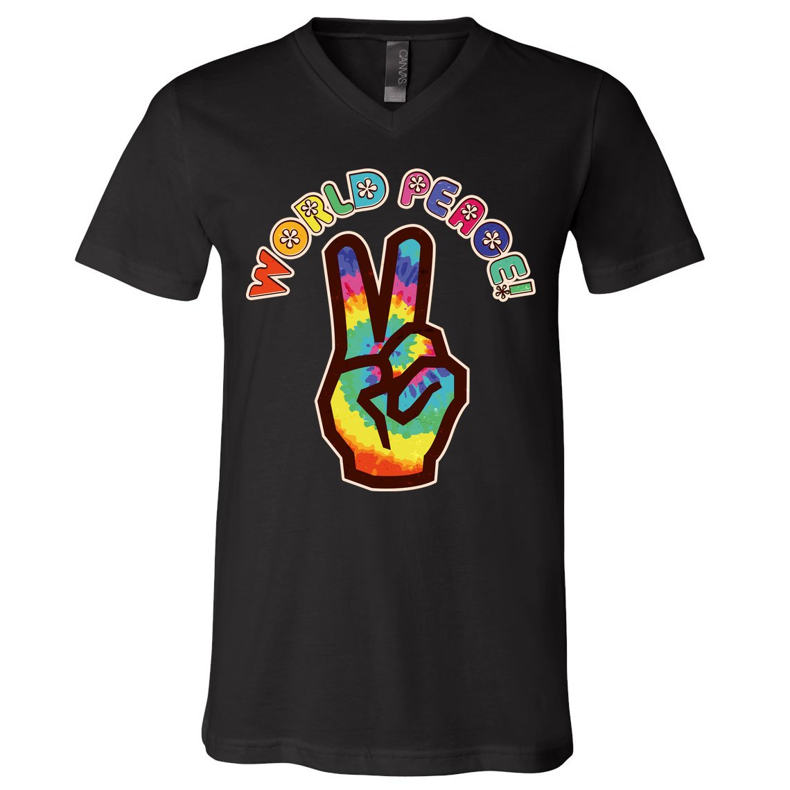 Hippy Tie Dye World Peace V-Neck T-Shirt