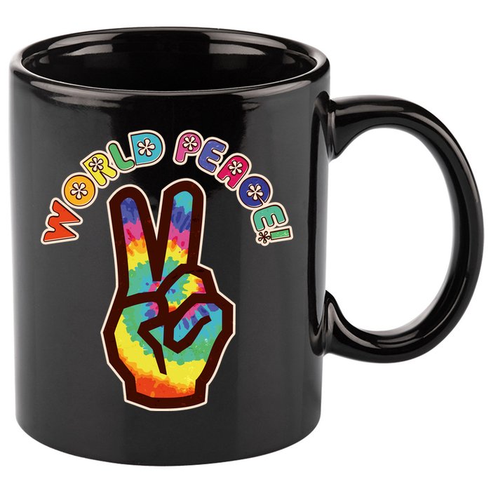 Hippy Tie Dye World Peace 11oz C Handle Ceramic Mug