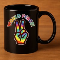 Hippy Tie Dye World Peace 11oz C Handle Ceramic Mug