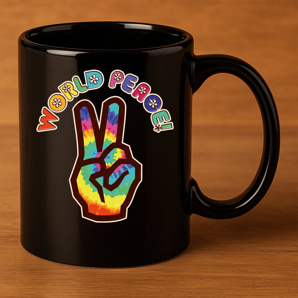 Hippy Tie Dye World Peace 11oz C Handle Ceramic Mug
