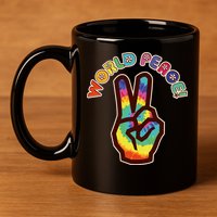 Hippy Tie Dye World Peace 11oz C Handle Ceramic Mug