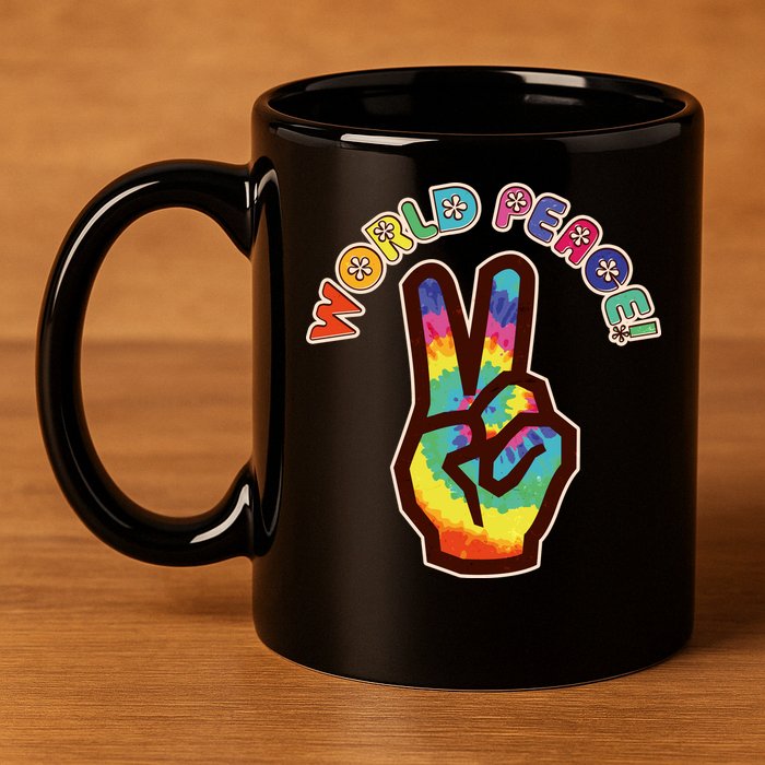 Hippy Tie Dye World Peace 11oz C Handle Ceramic Mug