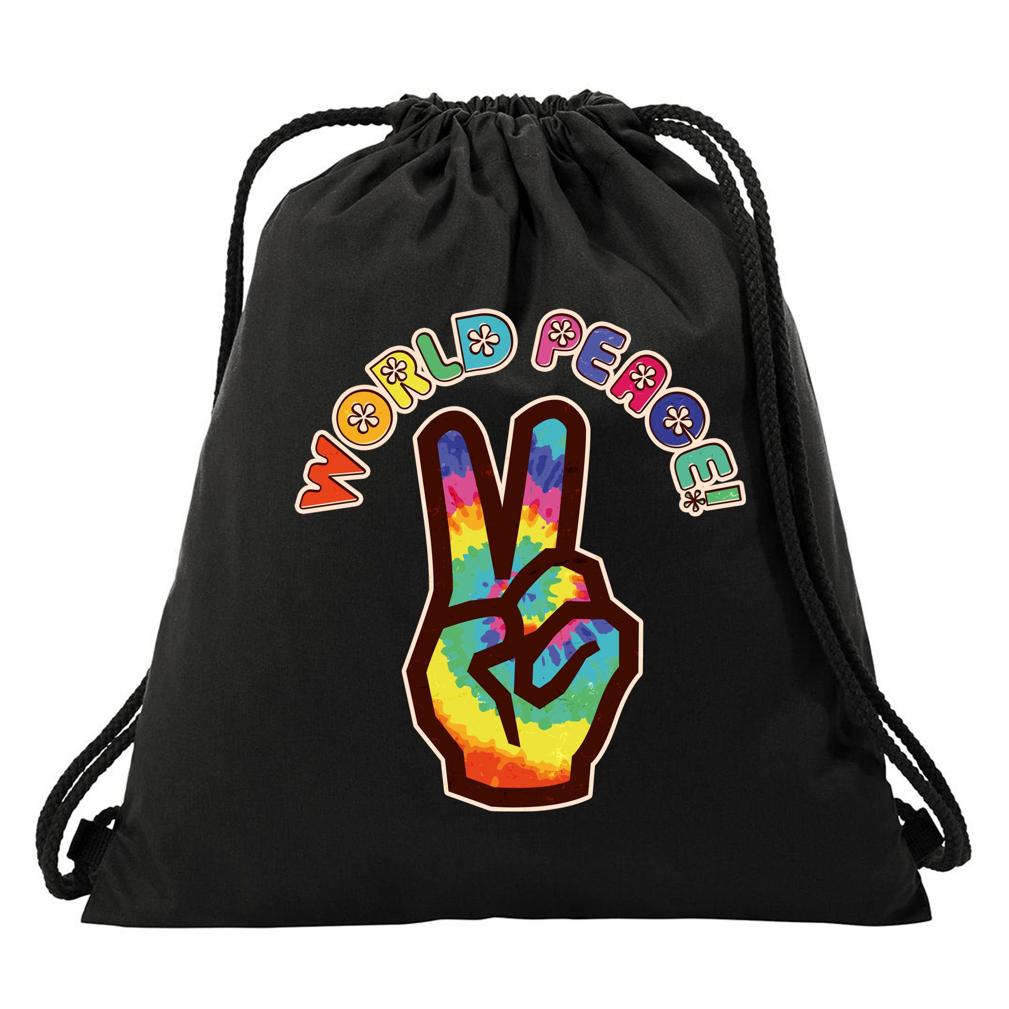 Hippy Tie Dye World Peace Drawstring Bag