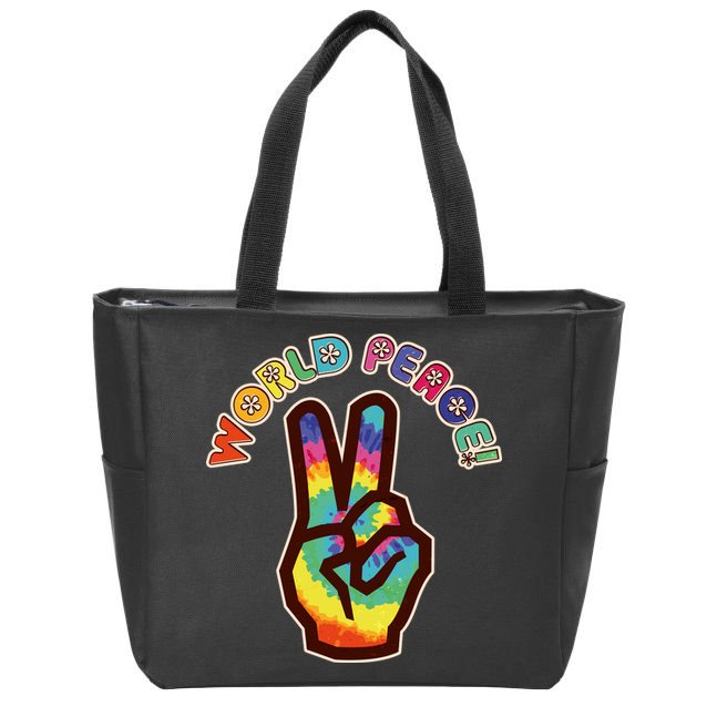 Hippy Tie Dye World Peace Zip Tote Bag
