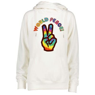 Hippy Tie Dye World Peace Womens Funnel Neck Pullover Hood