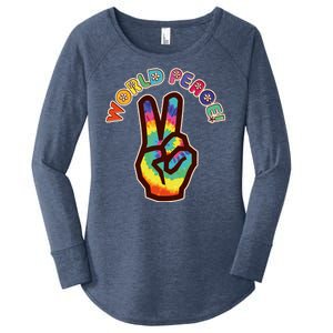 Hippy Tie Dye World Peace Women's Perfect Tri Tunic Long Sleeve Shirt