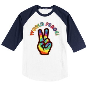 Hippy Tie Dye World Peace Baseball Sleeve Shirt