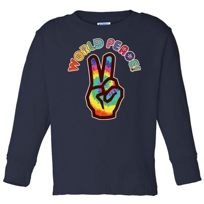 Hippy Tie Dye World Peace Toddler Long Sleeve Shirt