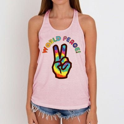 Hippy Tie Dye World Peace Women's Knotted Racerback Tank