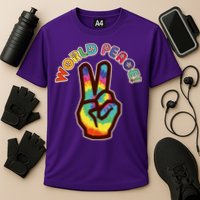Hippy Tie Dye World Peace Cooling Performance Crew T-Shirt
