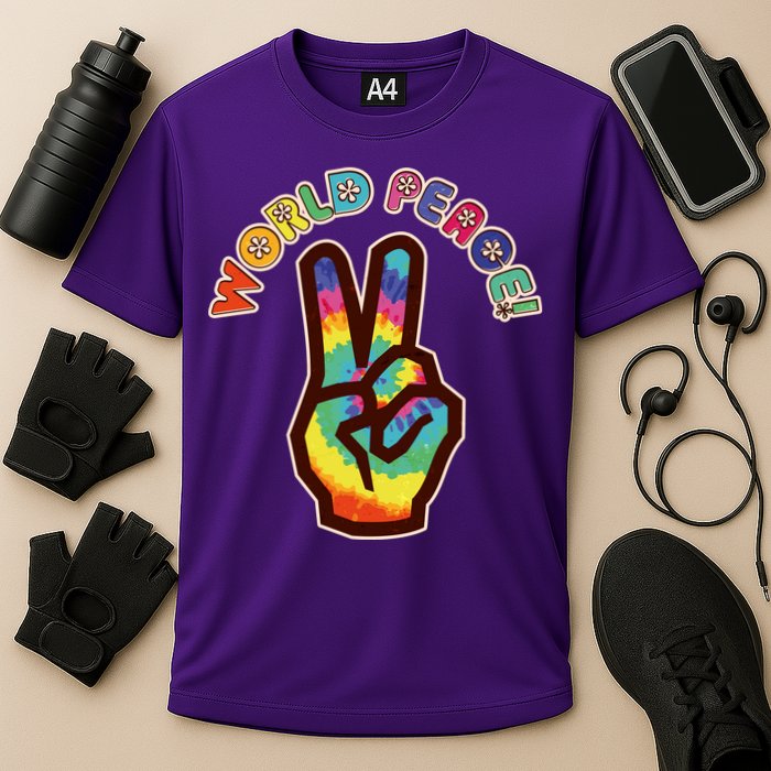 Hippy Tie Dye World Peace Cooling Performance Crew T-Shirt