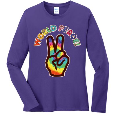 Hippy Tie Dye World Peace Ladies Long Sleeve Shirt