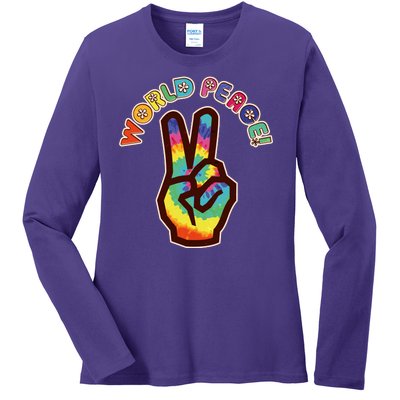 Hippy Tie Dye World Peace Ladies Long Sleeve Shirt