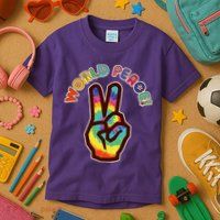 Hippy Tie Dye World Peace Kids T-Shirt