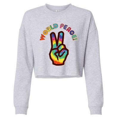 Hippy Tie Dye World Peace Cropped Pullover Crew