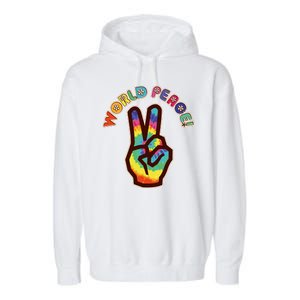 Hippy Tie Dye World Peace Garment-Dyed Fleece Hoodie