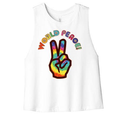 Hippy Tie Dye World Peace Women's Racerback Cropped Tank