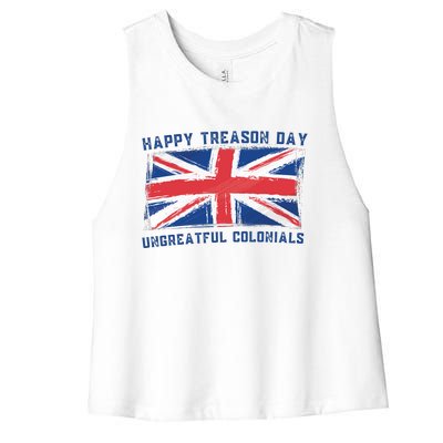 Happy Treason Day Ungrateful Colonials Women's Racerback Cropped Tank