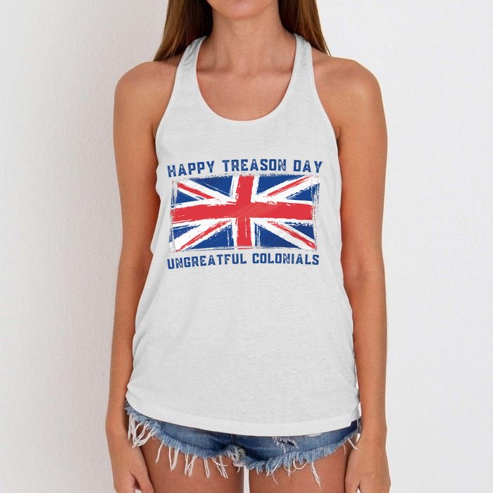 Happy Treason Day Ungrateful Colonials Women's Knotted Racerback Tank