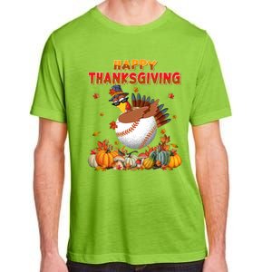 Happy Thanksgiving Dabbing Turkey And Baseball Ball Meaningful Gift Adult ChromaSoft Performance T-Shirt