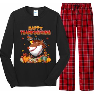 Happy Thanksgiving Dabbing Turkey And Baseball Ball Meaningful Gift Long Sleeve Pajama Set