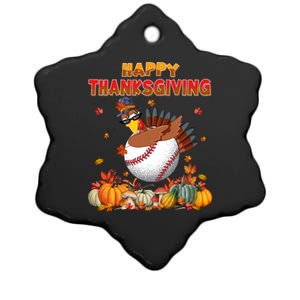 Happy Thanksgiving Dabbing Turkey And Baseball Ball Meaningful Gift Ceramic Star Ornament