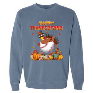 Happy Thanksgiving Dabbing Turkey And Baseball Ball Meaningful Gift Garment-Dyed Sweatshirt