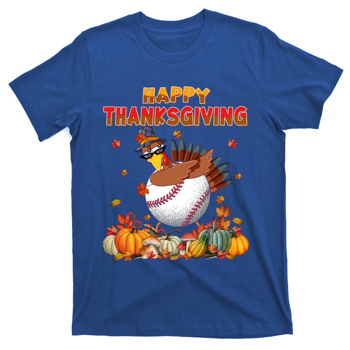 Happy Thanksgiving Dabbing Turkey And Baseball Ball Meaningful Gift T-Shirt