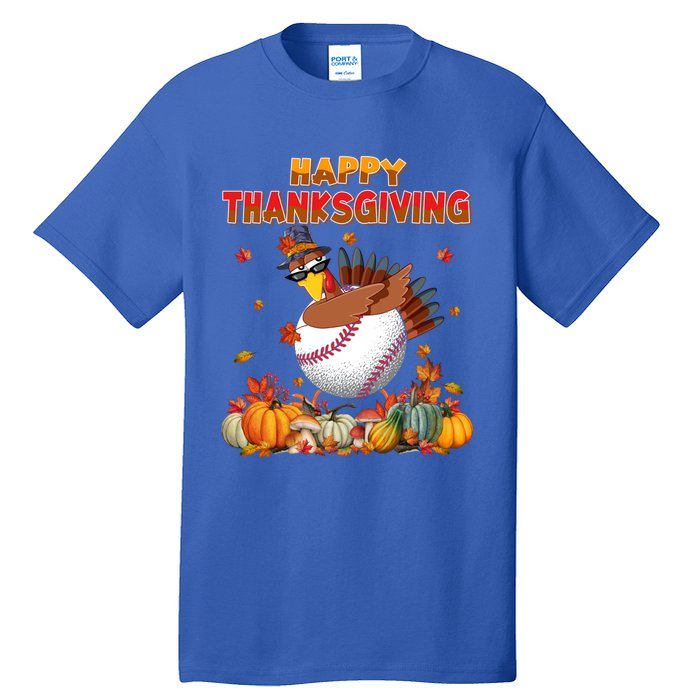 Happy Thanksgiving Dabbing Turkey And Baseball Ball Meaningful Gift Tall T-Shirt