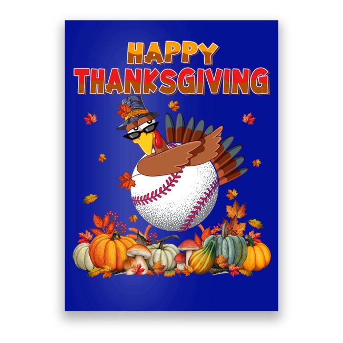 Happy Thanksgiving Dabbing Turkey And Baseball Ball Meaningful Gift Poster