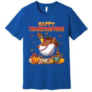 Happy Thanksgiving Dabbing Turkey And Baseball Ball Meaningful Gift Premium T-Shirt