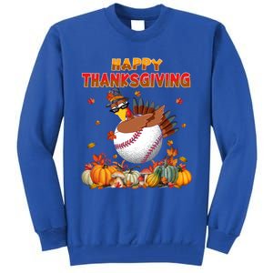 Happy Thanksgiving Dabbing Turkey And Baseball Ball Meaningful Gift Tall Sweatshirt