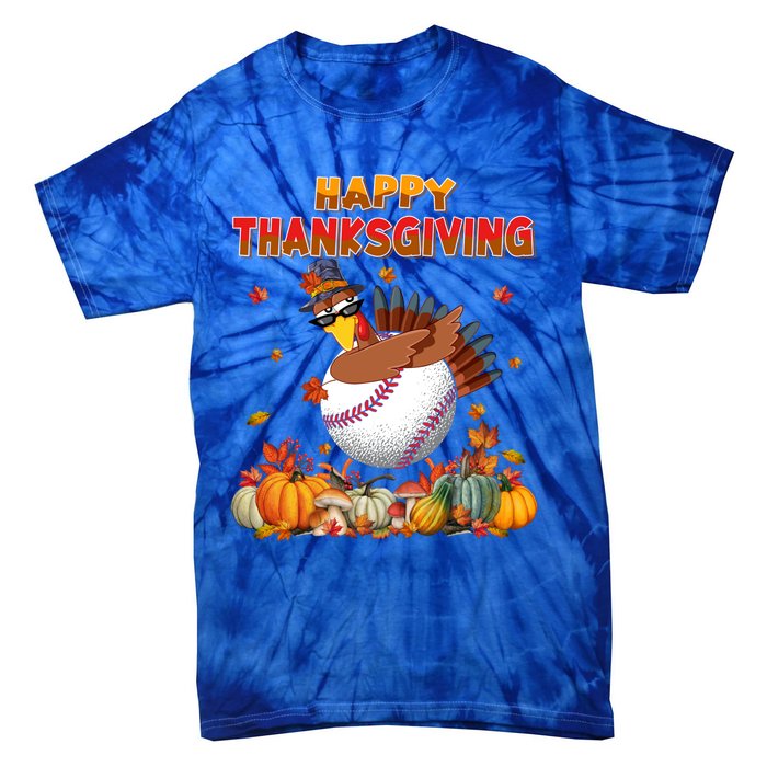 Happy Thanksgiving Dabbing Turkey And Baseball Ball Meaningful Gift Tie-Dye T-Shirt