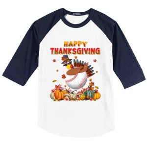 Happy Thanksgiving Dabbing Turkey And Baseball Ball Meaningful Gift Baseball Sleeve Shirt