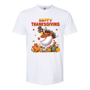 Happy Thanksgiving Dabbing Turkey And Baseball Ball Meaningful Gift Softstyle CVC T-Shirt