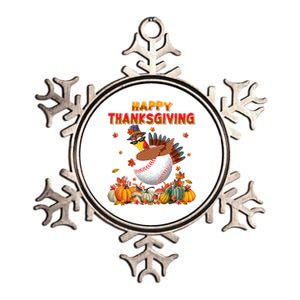 Happy Thanksgiving Dabbing Turkey And Baseball Ball Meaningful Gift Metallic Star Ornament