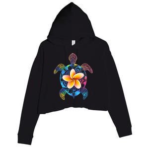 Hawaiian Tie Dye Sea Turtle Crop Fleece Hoodie