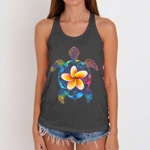 Hawaiian Tie Dye Sea Turtle Women's Knotted Racerback Tank