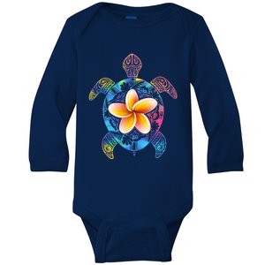 Hawaiian Tie Dye Sea Turtle Baby Long Sleeve Bodysuit