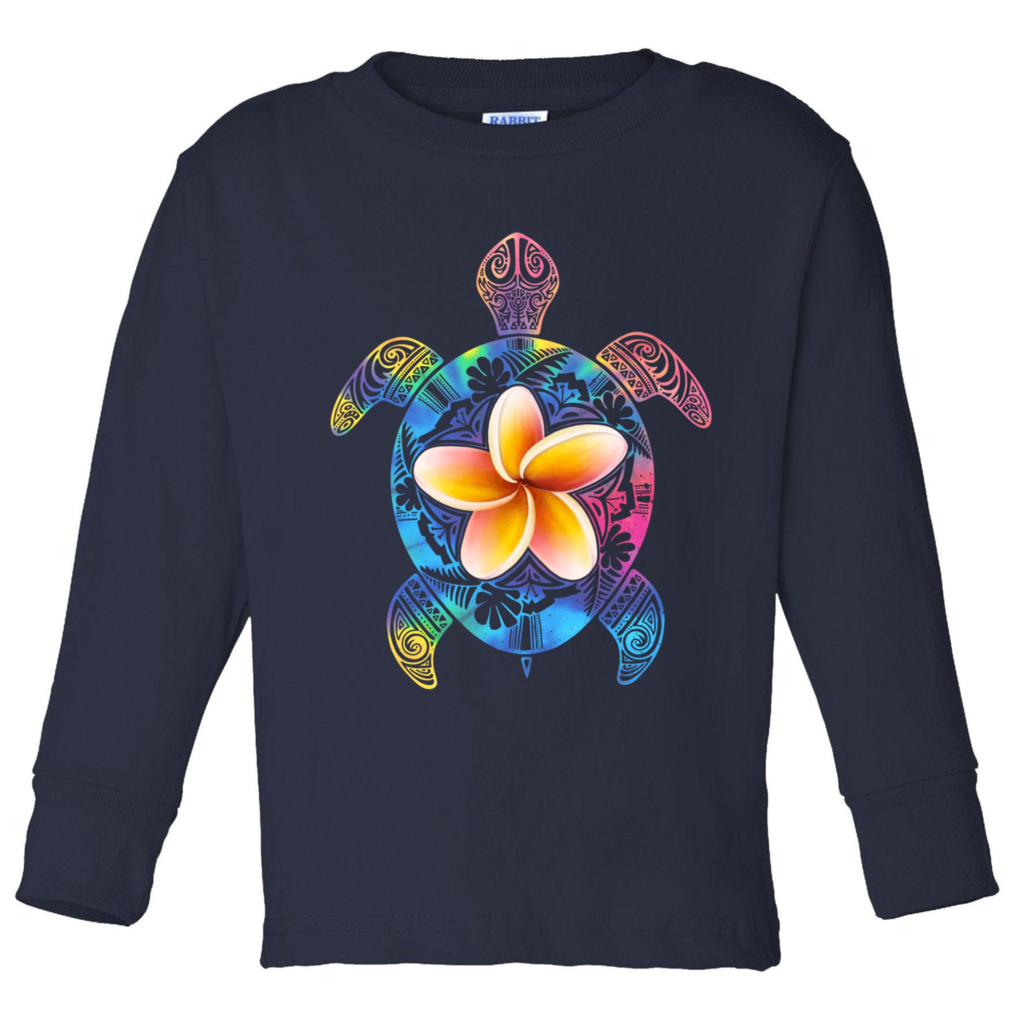 Hawaiian Tie Dye Sea Turtle Toddler Long Sleeve Shirt