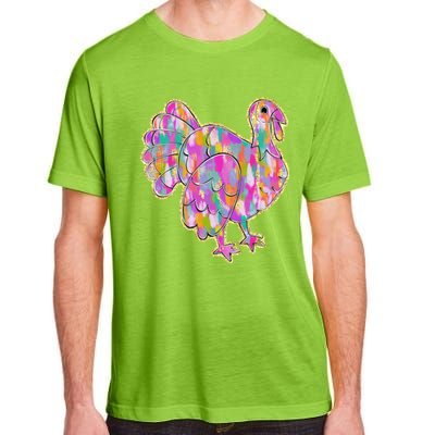 Happy Thanksgiving Day Colorful Turkey Funny Gift Adult ChromaSoft Performance T-Shirt