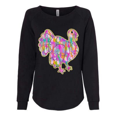 Happy Thanksgiving Day Colorful Turkey Funny Gift Womens California Wash Sweatshirt