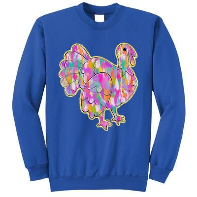 Happy Thanksgiving Day Colorful Turkey Funny Gift Sweatshirt