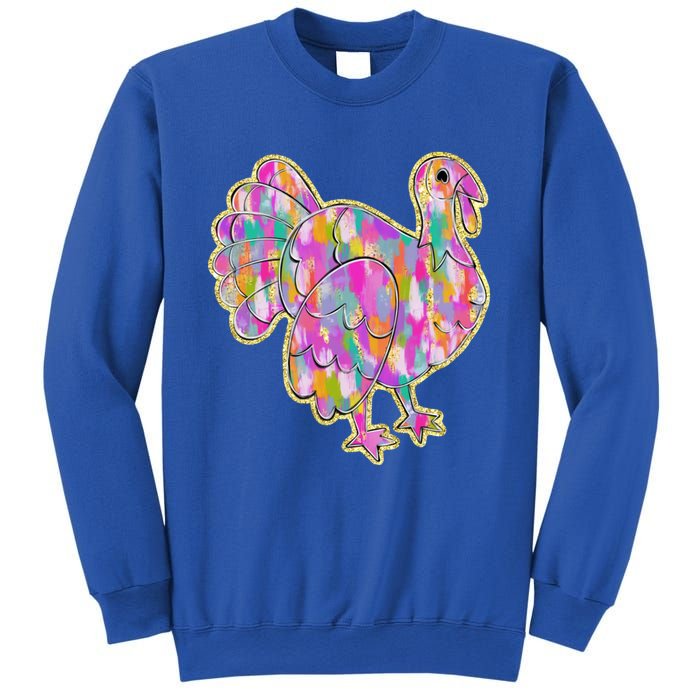 Happy Thanksgiving Day Colorful Turkey Funny Gift Sweatshirt